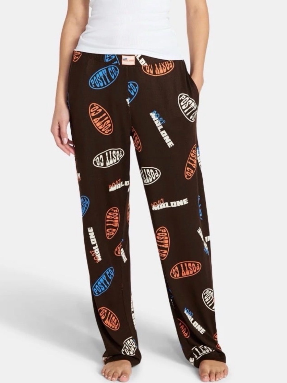 New Post Malone Posty Co. Sleep Pants PJs Lounge Women’s  2X (18 - 20 W) Pockets